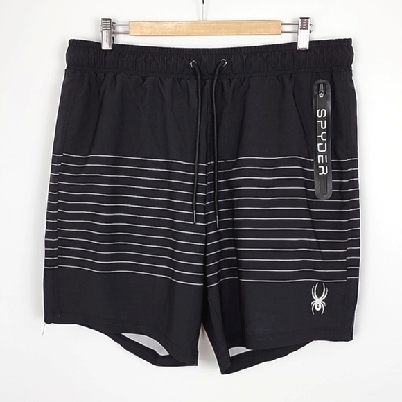 SPYDER Men's Black White Stripes Swim Trunks Board Short  Quick Dry Size XXL - Picture 2 of 16